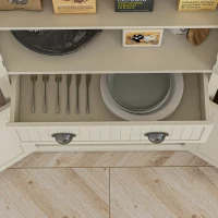 HOMCOM 72" Kitchen Pantry, Freestanding Storage Cabinet with Drawer, Doors, Cream White(m-10)