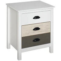 HOMCOM Accent Table Storage Cabinet with 3 Drawers Wooden Bedside Table Night Stand, Home Furniture(m-2)
