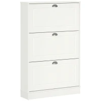 HOMCOM Shoe Cabinet with 3 Flip Drawers, Narrow Shoe Storage Cabinet, Holds 12 Pairs for Entryway, Hallway, White(m-2)