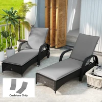 Outsunny Foldable Chaise Lounge Cushion Set of 2, Outdoor Lounge Chair Cushion Set, UPF50+ 200gsm Fabric, 76" x 23", Gray(m-10)