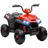 Qaba 12V Kids ATV with Four Wheels Spring Suspension, Forward & Backward, LED Light, MP3, Music, Red(m-11)