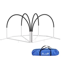 PawHut Dog Agility Kit Pet Obstacle Course Training Equipment Outdoor with Weave Poles, Carry Bag, Black(m-11)