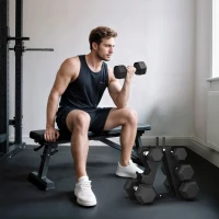 Soozier 60 LBS Hex Dumbbell Set with Rack, Rubber Coated Weights with Non-Slip Handles for Home Gym Strength Training(m-8)