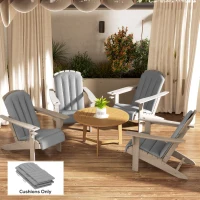 Outsunny Set of 4 Outdoor Chair Cushions, High Back Adirondack Chair Cushion with Ties, High-Density Foam, Gray(m-10)