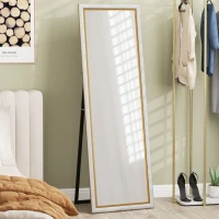 HOMCOM Floor Standing Mirror, Full Body Mirror, Free Standing, Leaning or Wall Mirror with Frame for Bedroom, Silver(m-1)
