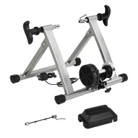 Soozier Bike Trainer Magnetic Bicycle Stand Indoor Exerciser w/ Quick Release Skewer, 5 Levels Resistance Silver(m-2)