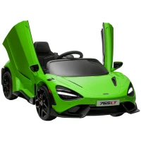 Qaba McLaren 765LT Licensed 12V Kids Electric Car w/ Scissor Doors, Transport Wheels, Remote, Slow Start, Music Horn Green(m-11)