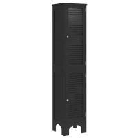 HOMCOM Narrow Bathroom Cabinet, Tall Bathroom Storage Cabinet with Shelves and Doors, Black(m-11)