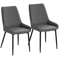 HOMCOM Upholstered Kitchen Chairs, Modern Dining Chairs Set of 2 with Diamond Tufting and Steel Legs for Dining Room, Grey(m-2)