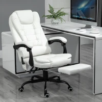 Vinsetto 7-Point Vibrating Massage Chair, Reclining Office Chair with Footrest, Reclining Back, Adjustable Height, White(m-1)