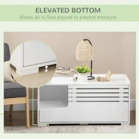 PawHut Hidden Cat Litter Box Furniture, Cat Litter Box Enclosure with Storage Compartments and Side Table Function, White(m-7)