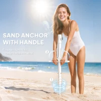 Outsunny 6 ft Beach Umbrella Portable with Sand Anchor, Carry Bag, Adjustable Height & Tilt, UPF50+ UV Protection, Blue(m-5)