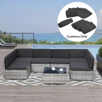 Outsunny 14pcs Sofa Cushion Cover Set Outdoor Patio Rattan Sofa Cushion Polyester Cover Replacement No Cushion Padding Included 6 Seat Cushion Cover & 8 Back Cushion Cover, Grey(m-8)