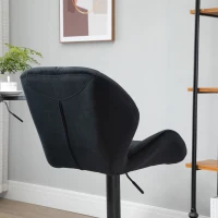 HOMCOM Bar Stool Set of 2 Fabric Adjustable Height Armless Upholstered Counter Chairs with Swivel Seat, Black(m-13)