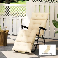 Outsunny Outdoor Chaise Lounge Cushion, Tufted Thick Patio Lounge Chair Cushion with Ties, 74.8 in. x 22 in. x 4 in., Beige(m-10)