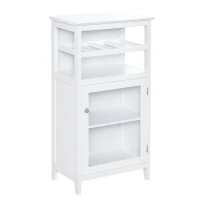 HOMCOM Wine Cabinet with 4 Bottle Wine Rack, Open Shelf, Acrylic Door Cabinet with Adjustable Shelf for Home Bar, White(m-2)