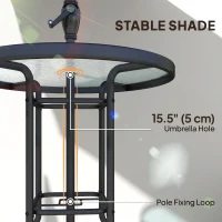 Outsunny 4 Piece Patio Bar Set, Sling Folding Outdoor Furniture with Umbrella for Poolside, Backyard and Garden, Brown(m-9)