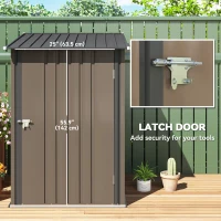 Outsunny Outdoor 3.3' x 3.4' Lean-to Garden Storage Shed, Galvanized Steel Tool House with Lockable Door for Patio, Brown(m-5)
