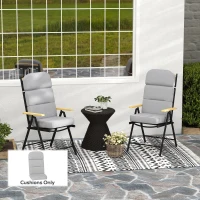 Outsunny Outdoor Seat Cushion with Back, Outdoor Chair Cushion with Ties and Adjustable Strap, UPF 20+Non-Slip Patio Cushion Replacement for Outdoor Chair, Light Grey(m-8)