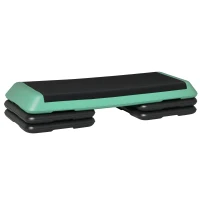 Soozier 43" Adjustable Aerobic Platform Stepper 3 Level with Risers 4” 6” 8” Cardio Fitness Trainer Workout Step Home Gym Exercise, Black Green(m-2)