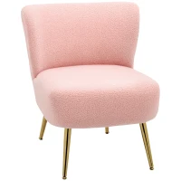 HOMCOM Lounge Chair for Bedroom Living Room Chair with Soft Upholstery and Gold Legs Pink(m-2)