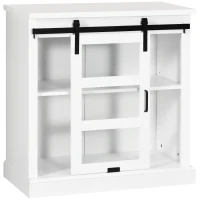 HOMCOM Buffet Cabinet Kitchen Storage Sideboard with Glass Sliding Door, Adjustable Shelf for Dining Room, White(m-11)