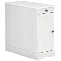 HOMCOM Flip Top End Side Table with Storage Drawer and Cabinet, 11.5" x 24" x 24.25", White(m-2)