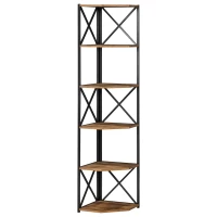 HOMCOM 5 Tier Corner Shelf Tall Bookcase Storage Display Rack Organizer for Home Office(m-2)