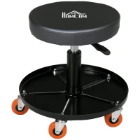 HOMCOM Shop Stool, Pneumatic Adjustable Mechanic Stool, with Tool Tray, Wheels - Black(m-11)