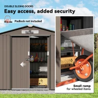 Outsunny 7' x 4' Outdoor Storage Shed, Garden Tool House w/ Foundation Kit Vents & Sliding Doors for Backyard Patio, Brown(m-5)