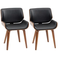 HOMCOM Dining Chairs Set of 2, PU Leather Kitchen Chairs with Upholstered Seats and Solid Wood Legs for Dining Room, Black(m-11)