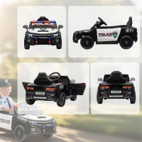 Qaba Kids Electric Ride on Police Car with Remote Control, Sirens, Flashing Lights, Music, Horn, Shock Absorbers, White(m-9)