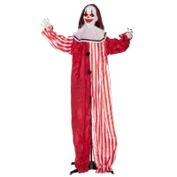 Outsunny Life Size Halloween Animated Clown with Red Light Up Eyes, Sound Activated Scary Halloween Decorations, Battery Operated(m-11)