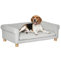 PawHut Modern Pet Sofa Cat or Medium Large Dog Bed W/ Removable Seat Cushion, Light Grey(m-2)
