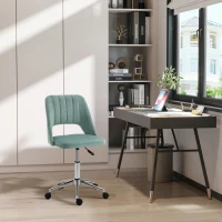 Vinsetto Mid Back Office Chair Velvet Fabric Swivel Scallop Shape Computer Desk Chair, Green(m-1)