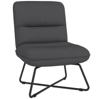 HOMCOM Armless Accent Chair, Upholstered Side Chair for Living Room with Crossed Steel Legs, Dark Grey(m-11)