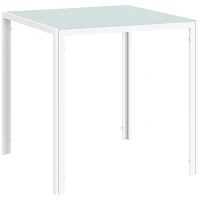 HOMCOM Square Kitchen Table for 2-4 People, Dining Table with Glass Top and Steel Legs for Dining Room, White(m-11)