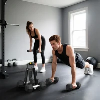 Soozier 60 LBS Hex Dumbbell Set with Rack, Rubber Coated Weights with Non-Slip Handles for Home Gym Strength Training(m-7)