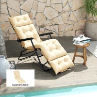 Outsunny Outdoor Chaise Lounge Cushion, Tufted Thick Patio Lounge Chair Cushion with Ties, 74.8 in. x 22 in. x 4 in., Beige(m-2)