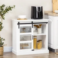 HOMCOM Buffet Cabinet Kitchen Storage Sideboard with Glass Sliding Door, Adjustable Shelf for Dining Room, White(m-8)