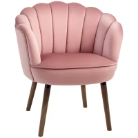 HOMCOM Modern Accent Chair Leisure Club Chair with Velvet-Touch Fabric Wood Legs for Living Room, Pink(m-2)