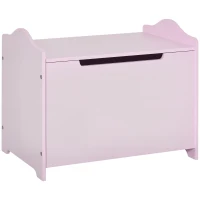 Qaba Kids Wooden Toy Storage Box Organizer Chest with Magnetic Hinge, Large Chest Space, & Groove Handle, Pink(m-2)