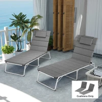 Outsunny Foldable Chaise Lounge Cushion Set of 2, Outdoor Lounge Chair Cushion Set, UPF50+ 230gsm Olefin, 80" x 26" Charcoal Gray(m-10)