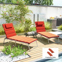 Outsunny 2PCs Patio Chaise Lounge Cushions, Foldable Lounge Chair Cushion, UPF50+ 230gsm Olefin, 80" x 26", Wine Red(m-1)