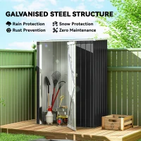 Outsunny 4.7' x 3' Outdoor Storage Shed, Galvanized Metal Utility Garden Tool House, 2 Vents and Lockable Door for Backyard, Patio, Garage, Lawn, Gray(m-4)