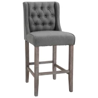HOMCOM Set of 2 40Inch Button Tufted Bar stools High Counter Dining Height Chairs Grey(m-11)