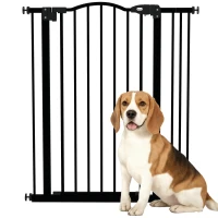 PawHut Extra Tall Dog Gate with Door, Pressure Fit, Auto Close, Double Locking for Doorways Hallways Stairs, 29"-34", Black(m-11)