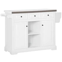 HOMCOM Rolling Kitchen Island with Storage, Kitchen Cart with Stainless Steel Top, Spice Rack & Drawers, White(m-1)