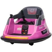 Aosom Bumper Car 12V 360° Rotation Electric Car for Kids, with Remote, Safety Belt, Lights, Music, for 1.5-5 Years Old, Pink(m-2)