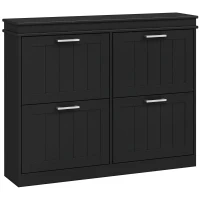 HOMCOM Shoe Storage Cabinet with 4 Flip Drawers and Adjustable Shelves, Narrow Shoe Cabinet for 20 Pairs of Shoes, Black(m-11)